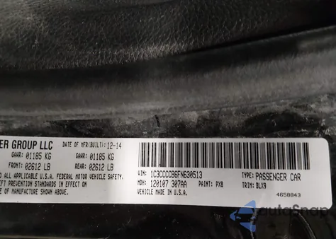 2015 Chrysler 200 C из США, поврежденный, VIN 1C3CCCCB6FN630513